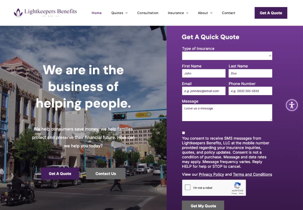 Lightkeepers Benefits, LLC website in 